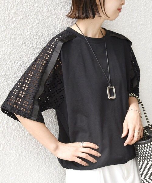 SHIPS / シップス Tシャツ | 《予約》【WEB限定】〈手洗い可能〉レース コンビ ショート スリーブ カットソー | 詳細21