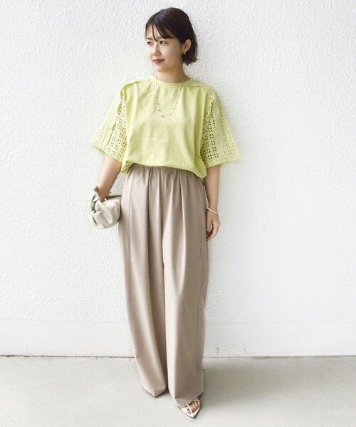 SHIPS / シップス Tシャツ | 《予約》【WEB限定】〈手洗い可能〉レース コンビ ショート スリーブ カットソー | 詳細24