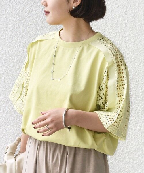 SHIPS / シップス Tシャツ | 《予約》【WEB限定】〈手洗い可能〉レース コンビ ショート スリーブ カットソー | 詳細29