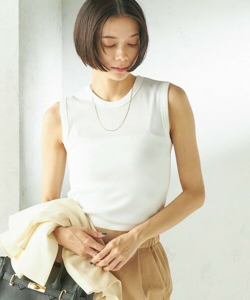 SHIPS / シップス タンクトップ | 〈洗濯機可能〉コットン ベア テレコ リブ タンクトップ（ホワイト）