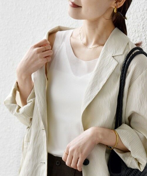 SHIPS / シップス タンクトップ | 〈手洗い可能〉布帛 ドッキング ベア テレコ タンクトップ（オフホワイト）