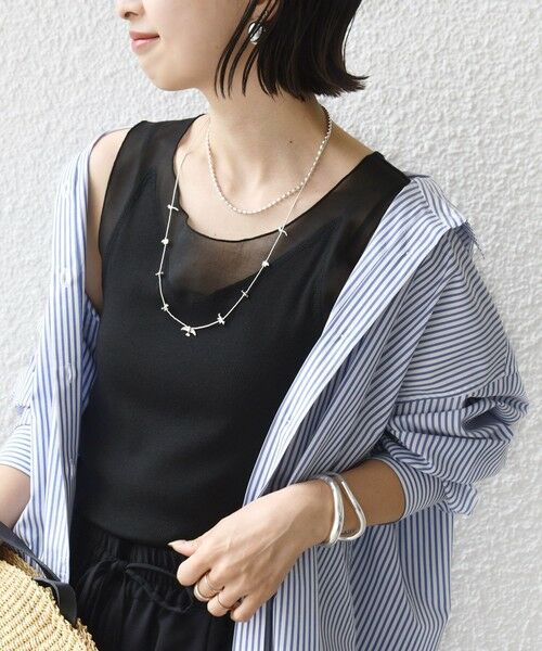 SHIPS / シップス タンクトップ | 〈手洗い可能〉布帛 ドッキング ベア テレコ タンクトップ | 詳細9