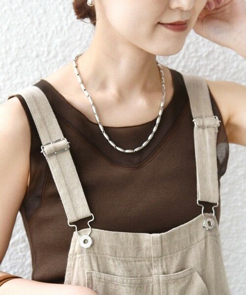 SHIPS / シップス タンクトップ | 〈手洗い可能〉布帛 ドッキング ベア テレコ タンクトップ（ブラウン）