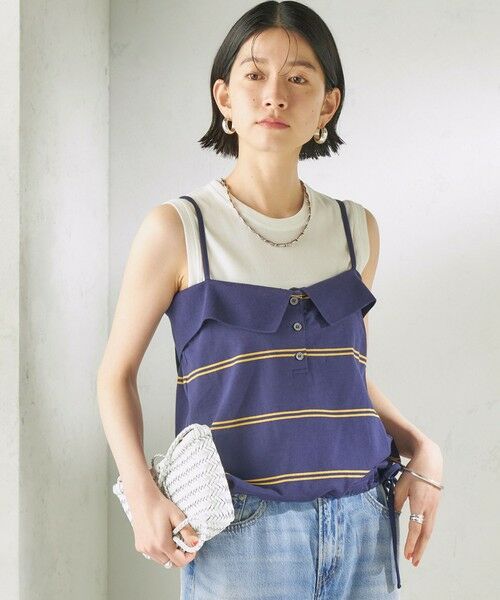 SHIPS / シップス キャミソール・チューブトップ | 《予約》【SHIPS別注】crinkle crinkle crinkle:〈洗濯機可能〉POLO CAMI（ネイビー）