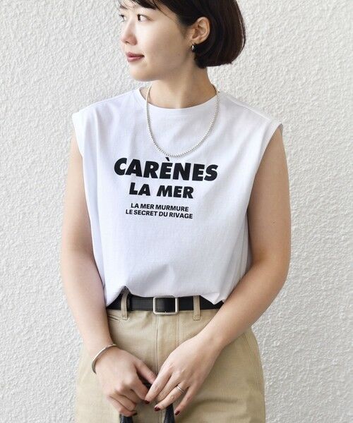 SHIPS / シップス Tシャツ | 《予約》〈洗濯機可能〉メルティ コットン プリント ロゴ フレンチスリーブ TEE | 詳細5