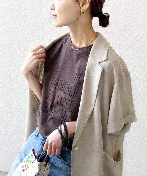 SHIPS / シップス Tシャツ | 《予約》〈洗濯機可能〉メルティ コットン プリント ロゴ フレンチスリーブ TEE | 詳細26