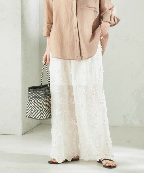 SHIPS / シップス その他パンツ | 《予約》【SHIPS別注】crinkle crinkle crinkle:〈手洗い可能〉3D 刺繍 ワイド パンツ（オフホワイト）
