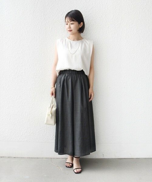 SHIPS / シップス ショート・ハーフ・半端丈パンツ | 【実力派ベーシック】〈接触冷感/UVカット/吸水速乾/洗濯機可能〉SUUSUU ギャザー フレア  ワイドパンツ | 詳細12