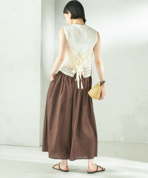 SHIPS / シップス ショート・ハーフ・半端丈パンツ | 《予約》〈接触冷感/UVカット/吸水速乾/洗濯機可能〉SUUSUU ギャザー フレア  ワイドパンツ | 詳細13