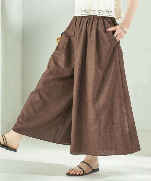 SHIPS / シップス ショート・ハーフ・半端丈パンツ | 《予約》〈接触冷感/UVカット/吸水速乾/洗濯機可能〉SUUSUU ギャザー フレア  ワイドパンツ | 詳細16