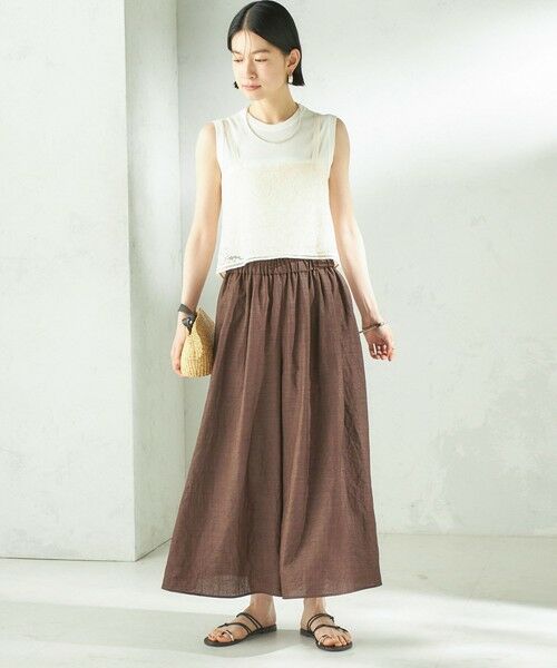 SHIPS / シップス ショート・ハーフ・半端丈パンツ | 《予約》〈接触冷感/UVカット/吸水速乾/洗濯機可能〉SUUSUU ギャザー フレア  ワイドパンツ | 詳細11