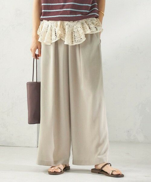 SHIPS / シップス その他パンツ | 〈接触冷感/防シワ/洗濯機可能〉麻調 ウエスト リボン インタック イージー パンツ | 詳細3