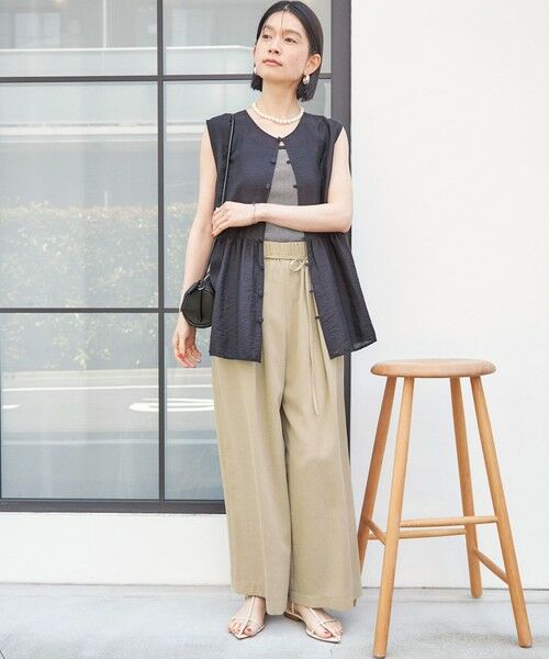 SHIPS / シップス その他パンツ | 〈接触冷感/防シワ/洗濯機可能〉麻調 ウエスト リボン インタック イージー パンツ | 詳細19