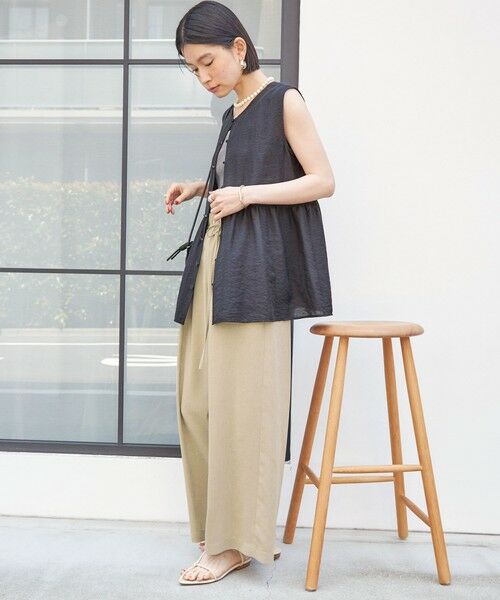 SHIPS / シップス その他パンツ | 〈接触冷感/防シワ/洗濯機可能〉麻調 ウエスト リボン インタック イージー パンツ | 詳細21