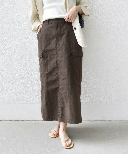SHIPS / シップス ロング・マキシ丈スカート | 《予約》【SHIPS別注】GUNG HO:〈洗濯機可能〉SLD カーゴ スカート（ブラウン）