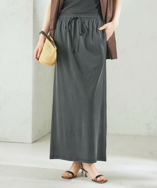 SHIPS / シップス ミニ・ひざ丈スカート | 《予約》〈手洗い可能〉フィブリル ジャージー ロング スカート | 詳細5