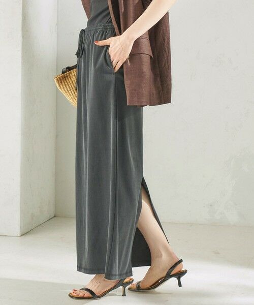 SHIPS / シップス ミニ・ひざ丈スカート | 《予約》〈手洗い可能〉フィブリル ジャージー ロング スカート（ブラック）