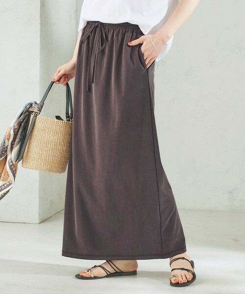 SHIPS / シップス ミニ・ひざ丈スカート | 《予約》〈手洗い可能〉フィブリル ジャージー ロング スカート | 詳細16