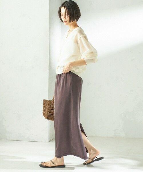 SHIPS / シップス ミニ・ひざ丈スカート | 《予約》〈手洗い可能〉フィブリル ジャージー ロング スカート | 詳細24