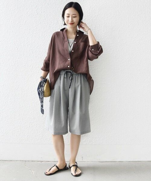 SHIPS / シップス ショート・ハーフ・半端丈パンツ | 〈手洗い可能〉ギンガム サッカー ドロスト ショート パンツ | 詳細1