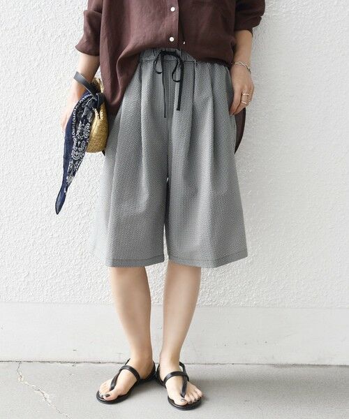 SHIPS / シップス ショート・ハーフ・半端丈パンツ | 〈手洗い可能〉ギンガム サッカー ドロスト ショート パンツ | 詳細5