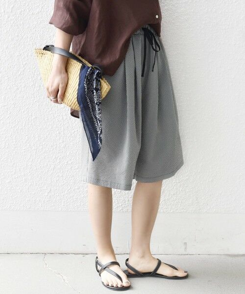 SHIPS / シップス ショート・ハーフ・半端丈パンツ | 〈手洗い可能〉ギンガム サッカー ドロスト ショート パンツ | 詳細7