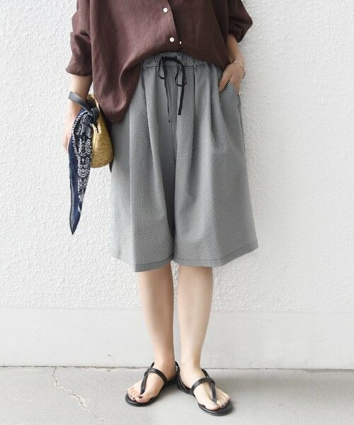 SHIPS / シップス ショート・ハーフ・半端丈パンツ | 〈手洗い可能〉ギンガム サッカー ドロスト ショート パンツ | 詳細8