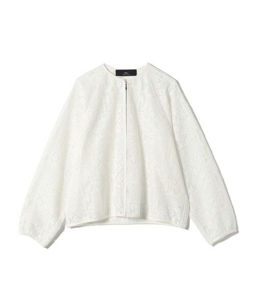 SHIPS / シップス ブルゾン | SHIPS Primary Navy Label:〈手洗い可能〉幾何学 ラッセル レース ブルゾン（ホワイト）