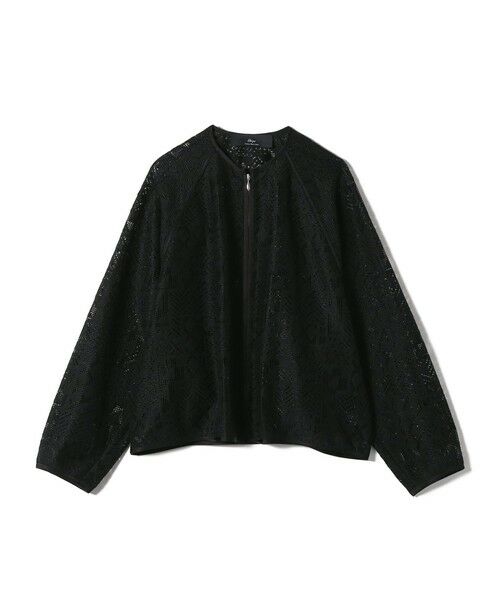 SHIPS / シップス ブルゾン | SHIPS Primary Navy Label:〈手洗い可能〉幾何学 ラッセル レース ブルゾン（ブラック）