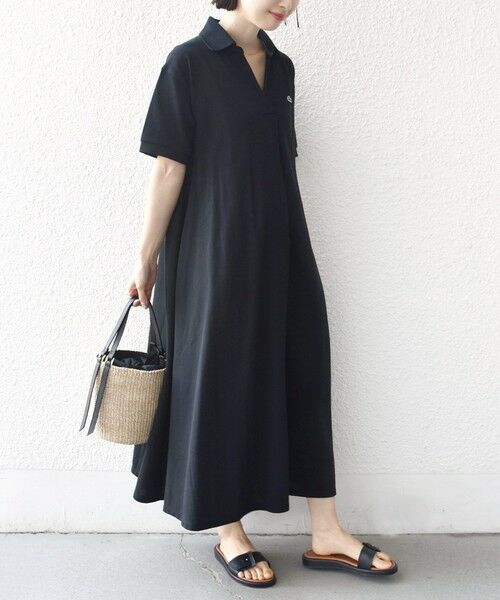 SHIPS / シップス ロング・マキシ丈ワンピース | LACOSTE:〈洗濯機可能〉スキッパー ポロ マキシ ワンピース | 詳細10