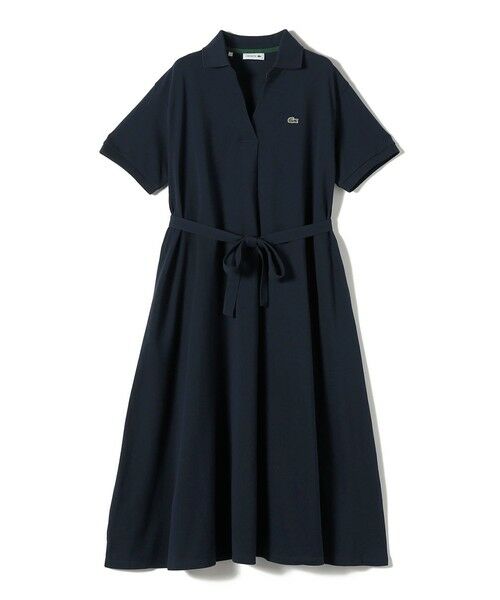 SHIPS / シップス ロング・マキシ丈ワンピース | LACOSTE:〈洗濯機可能〉スキッパー ポロ マキシ ワンピース（ネイビー）