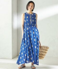 SHIPS / シップス ロング・マキシ丈ワンピース | 《予約》【SHIPS別注】Fanaka:〈手洗い可能〉フラワー プリント 刺繍 ワンピース