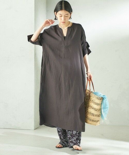 SHIPS / シップス ロング・マキシ丈ワンピース | 《予約》TICCA:〈手洗い可能〉リネン ツイスト スリーブ ワンピース | 詳細2