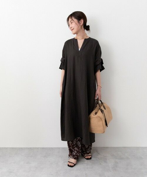SHIPS / シップス ロング・マキシ丈ワンピース | 《予約》TICCA:〈手洗い可能〉リネン ツイスト スリーブ ワンピース | 詳細11