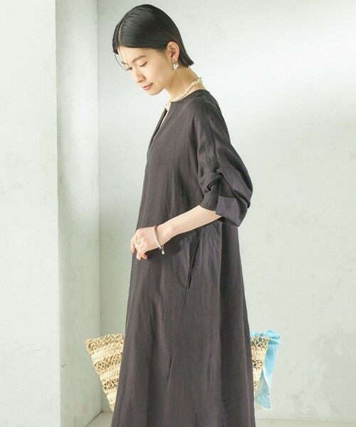 SHIPS / シップス ロング・マキシ丈ワンピース | TICCA:〈手洗い可能〉リネン ツイスト スリーブ ワンピース | 詳細13