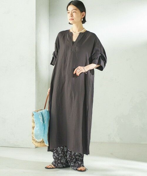 SHIPS / シップス ロング・マキシ丈ワンピース | 《予約》TICCA:〈手洗い可能〉リネン ツイスト スリーブ ワンピース | 詳細3