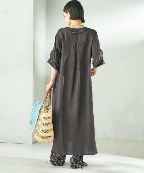 SHIPS / シップス ロング・マキシ丈ワンピース | 《予約》TICCA:〈手洗い可能〉リネン ツイスト スリーブ ワンピース | 詳細5