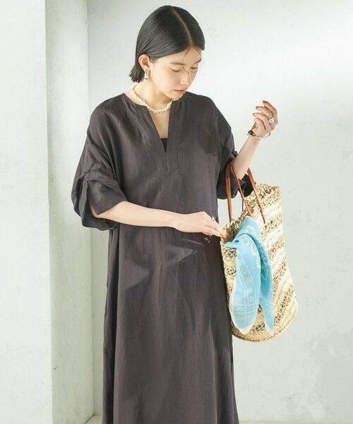 SHIPS / シップス ロング・マキシ丈ワンピース | 《予約》TICCA:〈手洗い可能〉リネン ツイスト スリーブ ワンピース | 詳細7