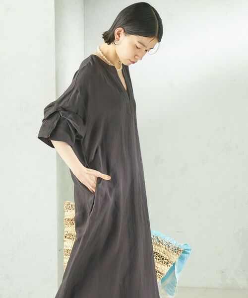 SHIPS / シップス ロング・マキシ丈ワンピース | 《予約》TICCA:〈手洗い可能〉リネン ツイスト スリーブ ワンピース | 詳細10