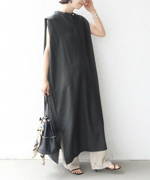 SHIPS / シップス ロング・マキシ丈ワンピース | 【実力派ベーシック】〈接触冷感/UVカット/吸水速乾/洗濯機可能〉SUUSUU タック スリーブ ワンピース | 詳細11