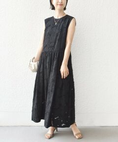SHIPS / シップス ロング・マキシ丈ワンピース | 《予約》〈手洗い可能〉シアー ジャカード ノースリーブ ワンピース