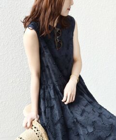 SHIPS / シップス ロング・マキシ丈ワンピース | 《予約》〈手洗い可能〉シアー ジャカード ノースリーブ ワンピース