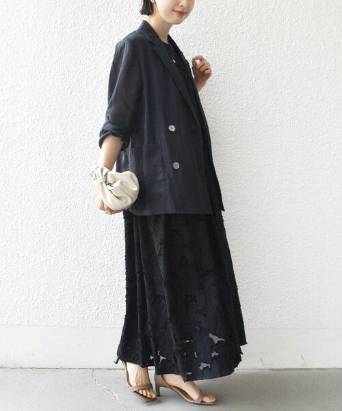 SHIPS / シップス ロング・マキシ丈ワンピース | 《予約》〈手洗い可能〉シアー ジャカード ノースリーブ ワンピース | 詳細3