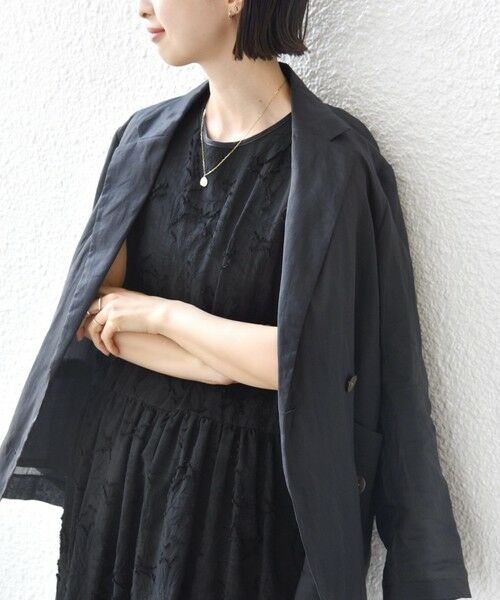 SHIPS / シップス ロング・マキシ丈ワンピース | 《予約》〈手洗い可能〉シアー ジャカード ノースリーブ ワンピース | 詳細4