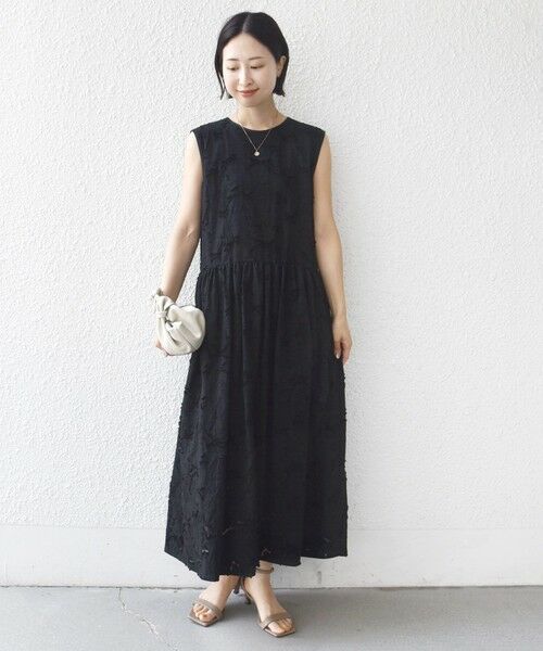 SHIPS / シップス ロング・マキシ丈ワンピース | 《予約》〈手洗い可能〉シアー ジャカード ノースリーブ ワンピース | 詳細5