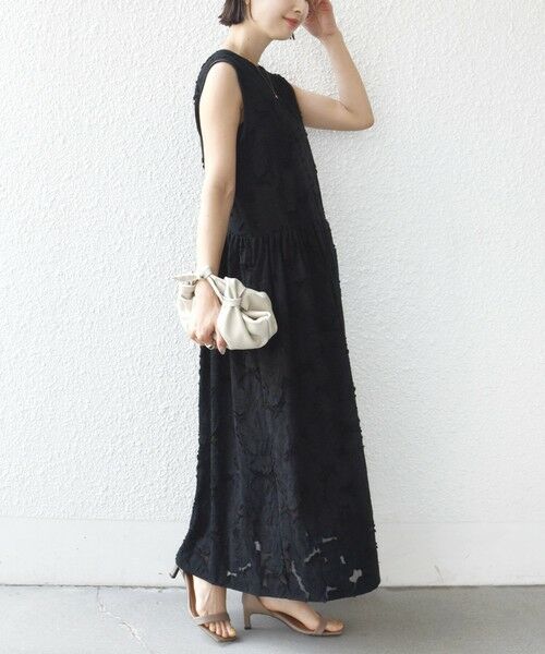 SHIPS / シップス ロング・マキシ丈ワンピース | 《予約》〈手洗い可能〉シアー ジャカード ノースリーブ ワンピース | 詳細8