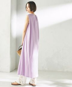 SHIPS / シップス ロング・マキシ丈ワンピース | 《予約》〈接触冷感/吸水速乾/洗濯機可能〉ハイゲージ ポンチ ノースリーブ ワンピース