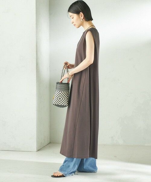 SHIPS / シップス ロング・マキシ丈ワンピース | 《予約》〈接触冷感/吸水速乾/洗濯機可能〉ハイゲージ ポンチ ノースリーブ ワンピース | 詳細3