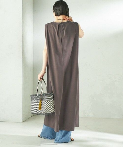 SHIPS / シップス ロング・マキシ丈ワンピース | 《予約》〈接触冷感/吸水速乾/洗濯機可能〉ハイゲージ ポンチ ノースリーブ ワンピース | 詳細4