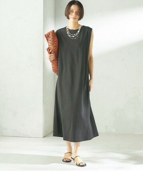 SHIPS / シップス ロング・マキシ丈ワンピース | 《予約》〈接触冷感/吸水速乾/洗濯機可能〉ハイゲージ ポンチ ノースリーブ ワンピース | 詳細9